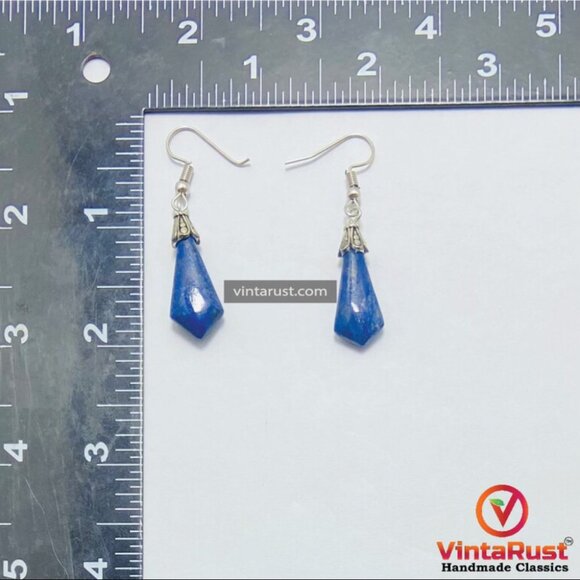 Dangle Earrings, Gemstone Dangle Earrings, Lapis Lazuli Handmade Earrings - Picture 2 of 10